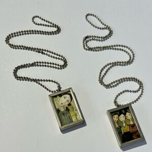 Kelly Ray Roberts Double Sided Glass Pendant Ball Chain Necklace Mothers Day